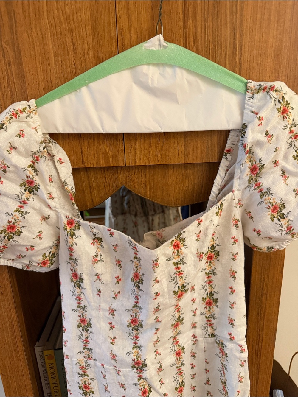 Reformation White Midi Dress with Red & Green Floral Print - Picture 2 of 5